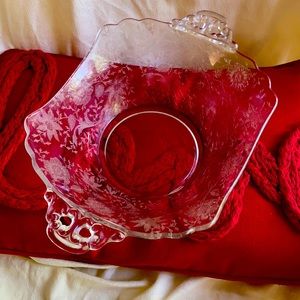 Vintage Gorgeous Etch Glass Large Bowl